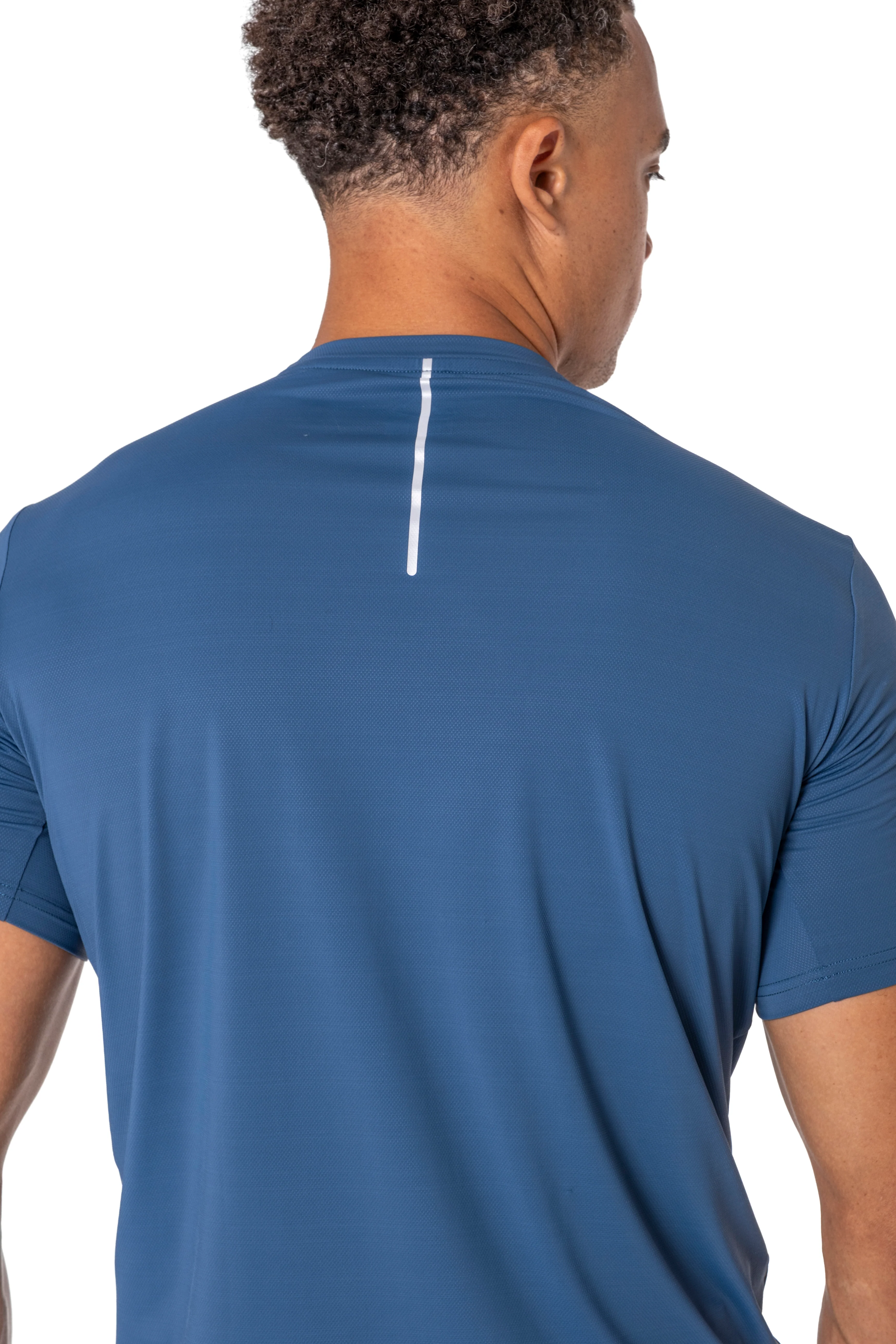 Junior Mid Blue Reflective Logo T-Shirt - Image 5